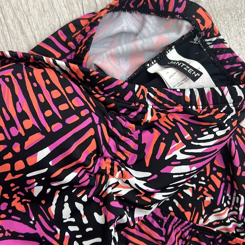 Jantzen Tropical Strapless One Piece Swimsuit‎ Women’s Size 14